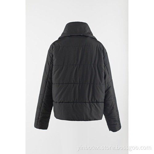 short black padding coat with big collar